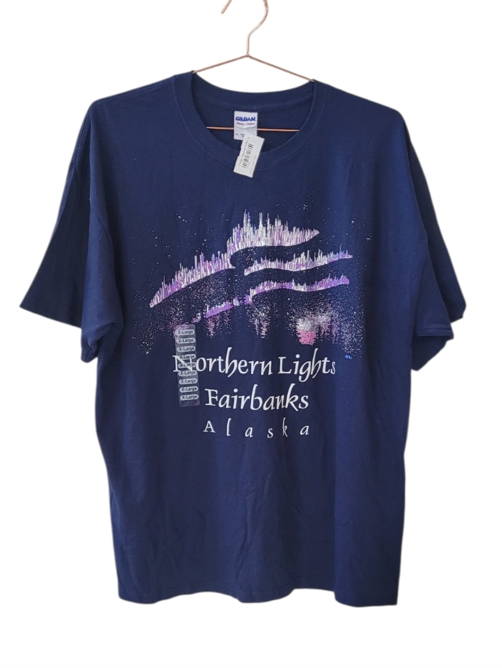 Gildan Heavy Cotton Northern Lights Fairbanks Alaska Graphic Shirt Size XL